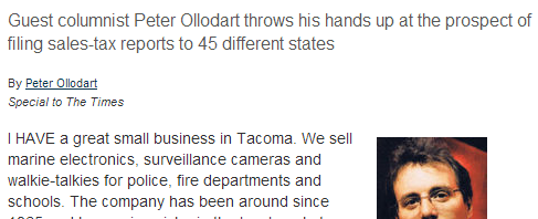 Seattle Times Op-Ed on Internet Sales Taxes Misses the Mark